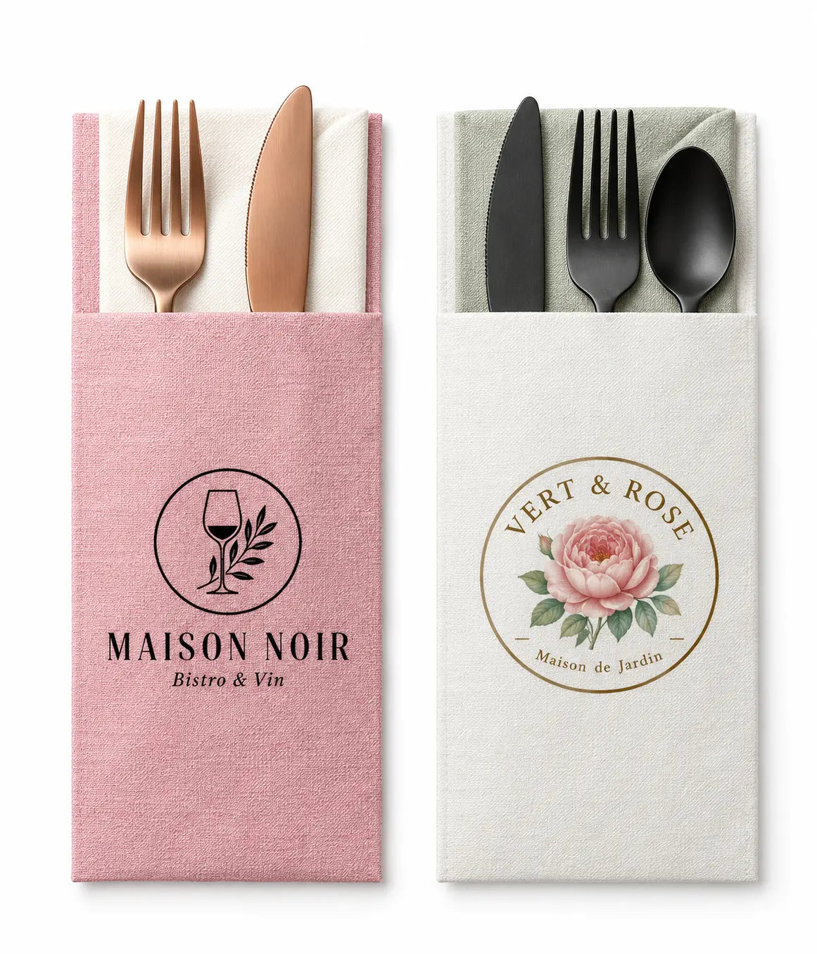 Custom printed paper cutlery bag 8×25 cm with logo