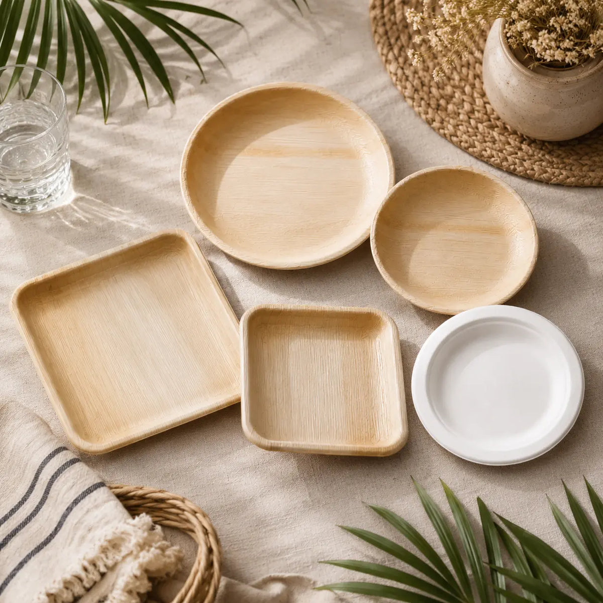 Compostable areca palm leaf and bagasse tableware supplier for hospitality in Europe