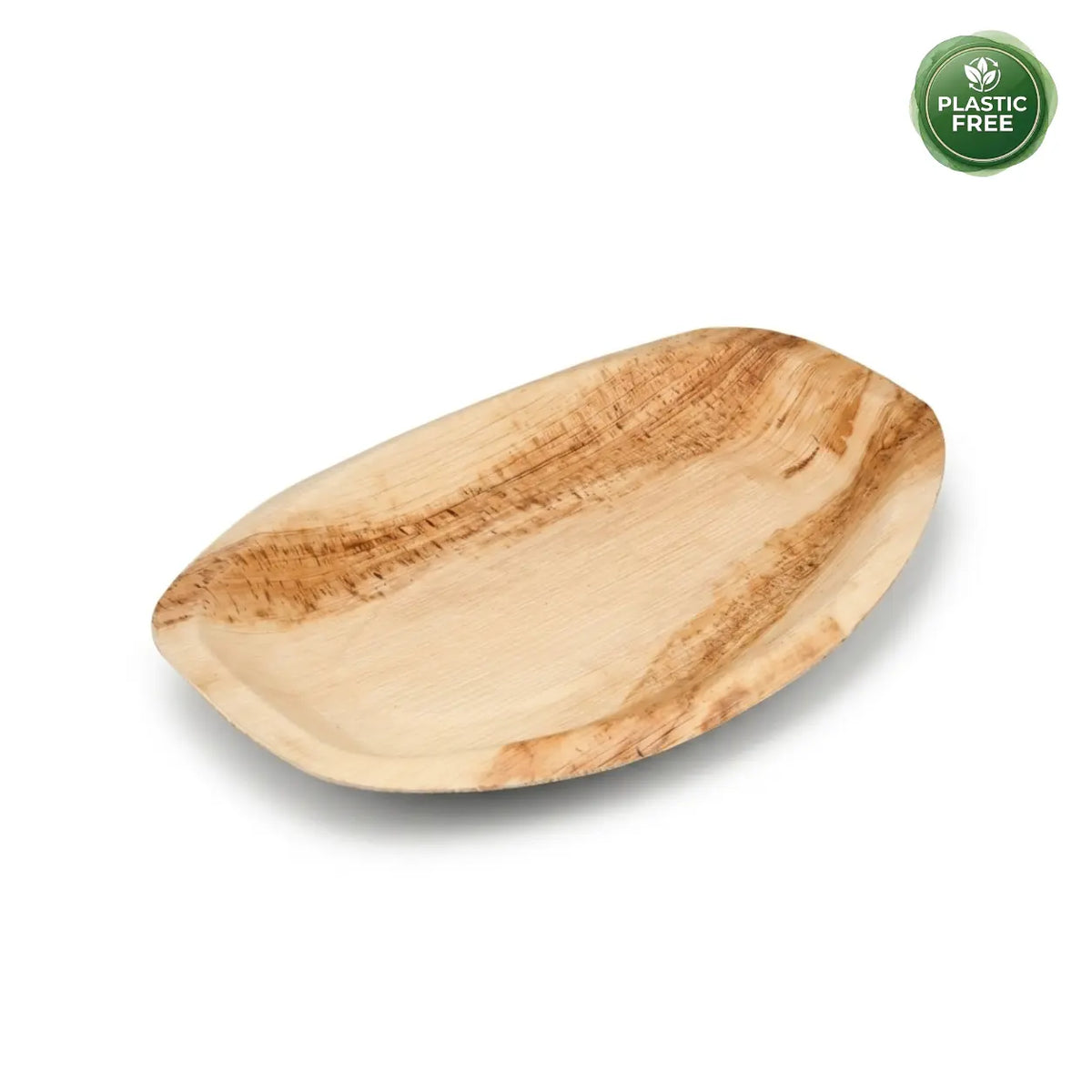 Compostable areca palm leaf oval serving platter for hospitality