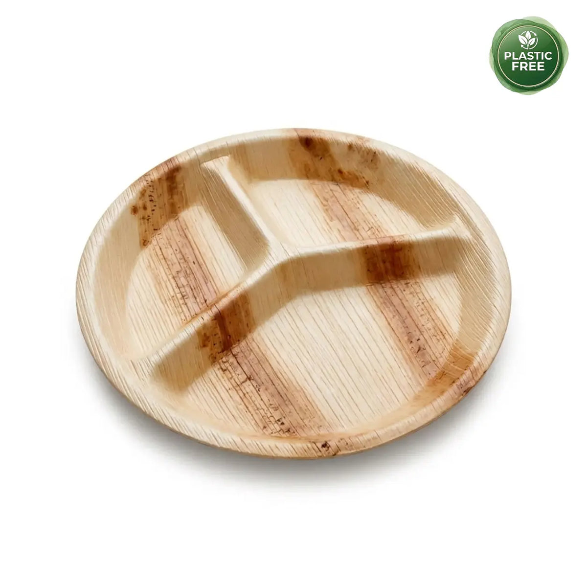 Organic Palm Leaf 3-Compartment Meal Plate - 25 x 3 cm