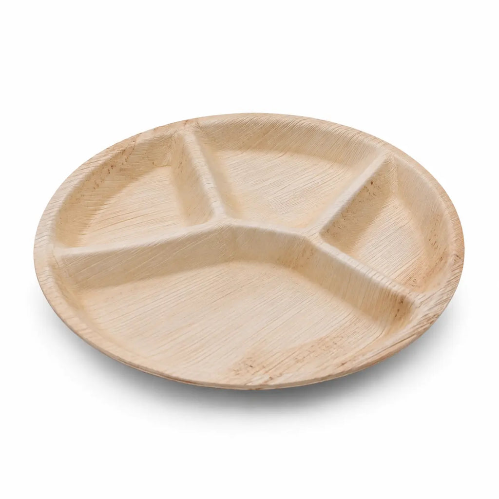 Organic Palm Leaf 4-Compartment Meal Plate - 30 x 3 cm