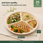 Organic Palm Leaf 4-Compartment Meal Plate - 30 x 3 cm