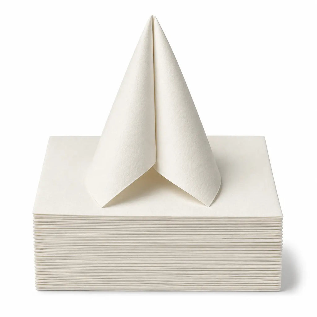 Premium Disposable White Airlaid Paper Dinner Napkin – 40x40cm | 1/8 Fold, Soft & Absorbent