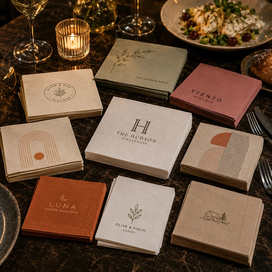 Custom printed napkin on the table