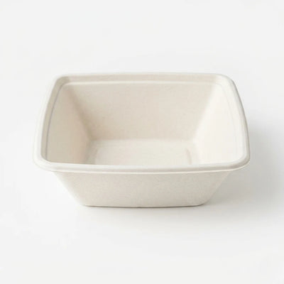 Eco Friendly 750 ml (25 oz) Square Bagasse Bowl –  18 × 18 x 5.4 cm
