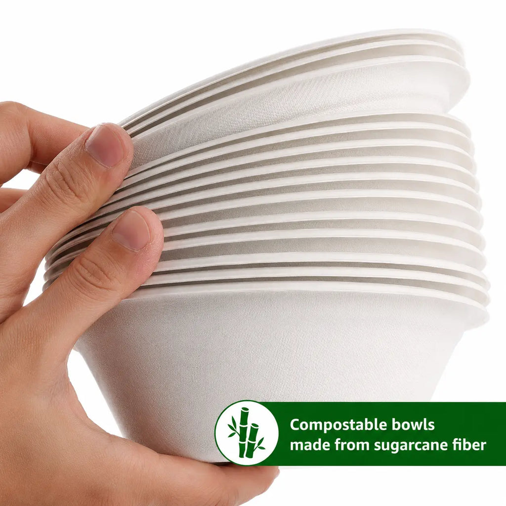 Eco Friendly 750 ml Round Bagasse Bowl – 17.5 × 4 cm