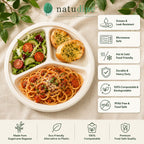 Eco Friendly 3-Compartment Round Bagasse Plate – 25 cm