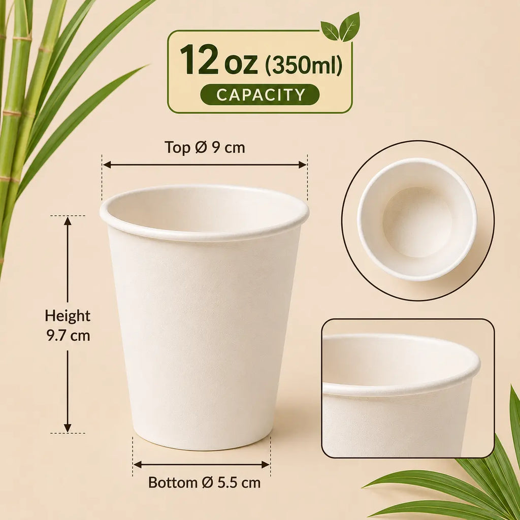 Eco Friendly 12 oz Round Bagasse Cup- 350 ml