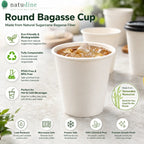Eco Friendly 12 oz Round Bagasse Cup- 350 ml
