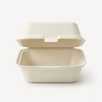 Eco Friendly 1-Compartment Square Bagasse Clamshell Container – 15 × 15 × 7 cm