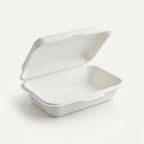 Milieuvriendelijke Rechthoekige Bagasse Clamshell Bak met 1 Vak – 23 × 15,3 × 8 cm