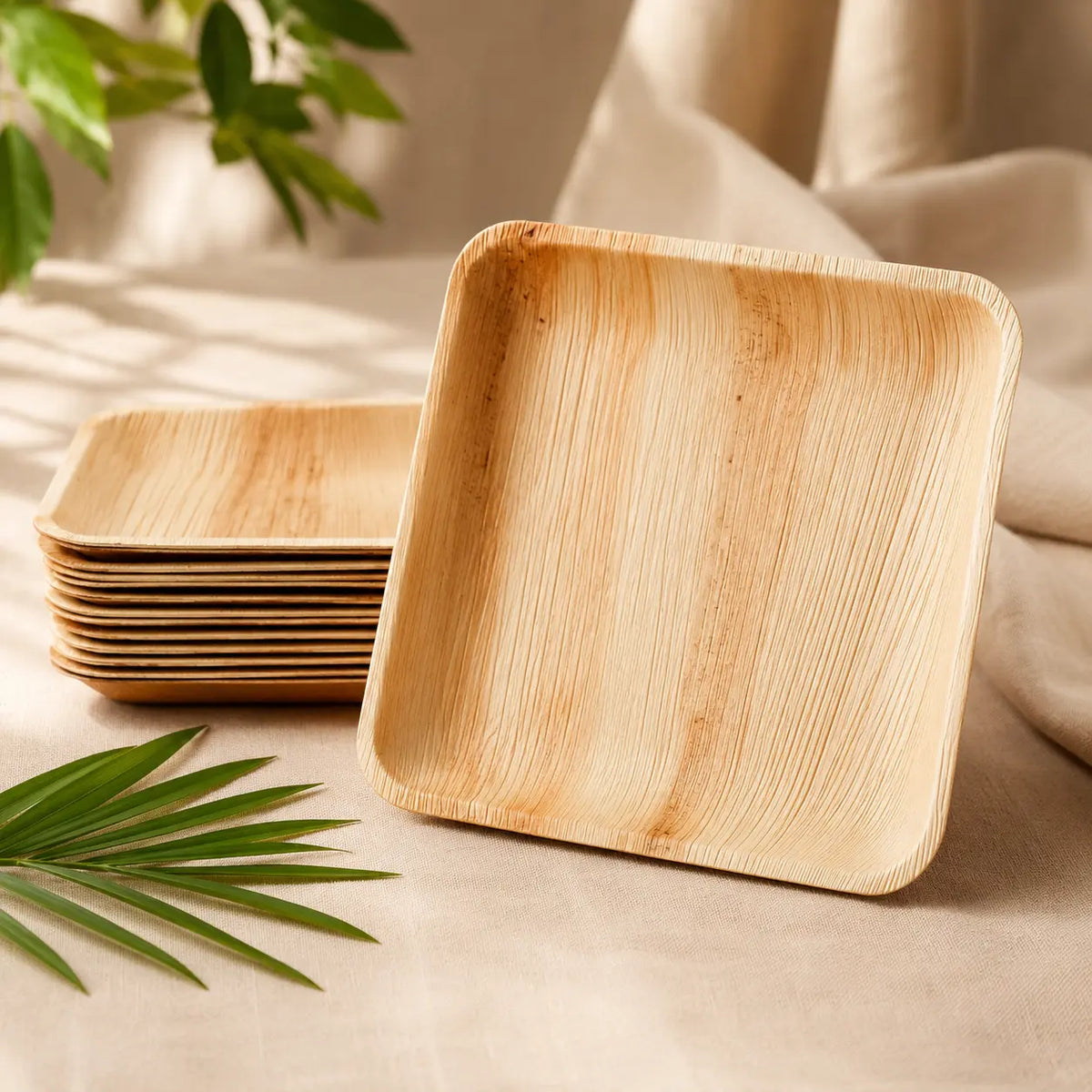Organic Palm Square Plate - 18 cm