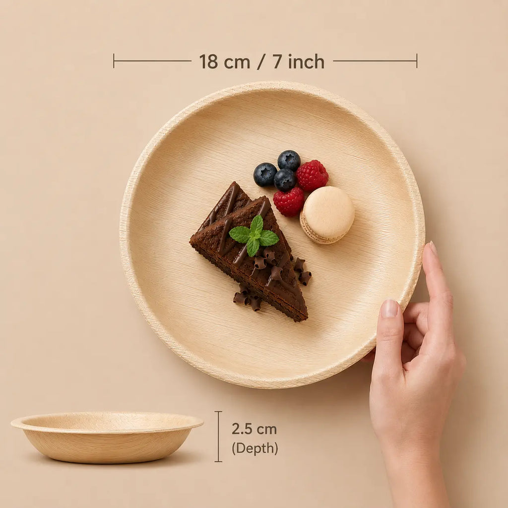 Organic Palm Round Plate - 18 cm