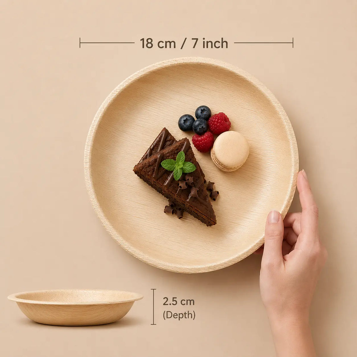 Organic Palm Round Plate - 18 cm