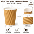 Eco Friendly 12 oz Disposable Brown Ripple Wall Kraft Hot and Cold Drink Paper Cup – 400 ml