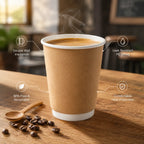 Eco Friendly 8 oz Disposable Brown Double Wall Kraft Hot and Cold Drink Paper Cup – 280 ml