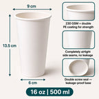 Eco Friendly 16 oz Disposable Hot Paper Cup – 500 ml White Tea & Coffee Cup