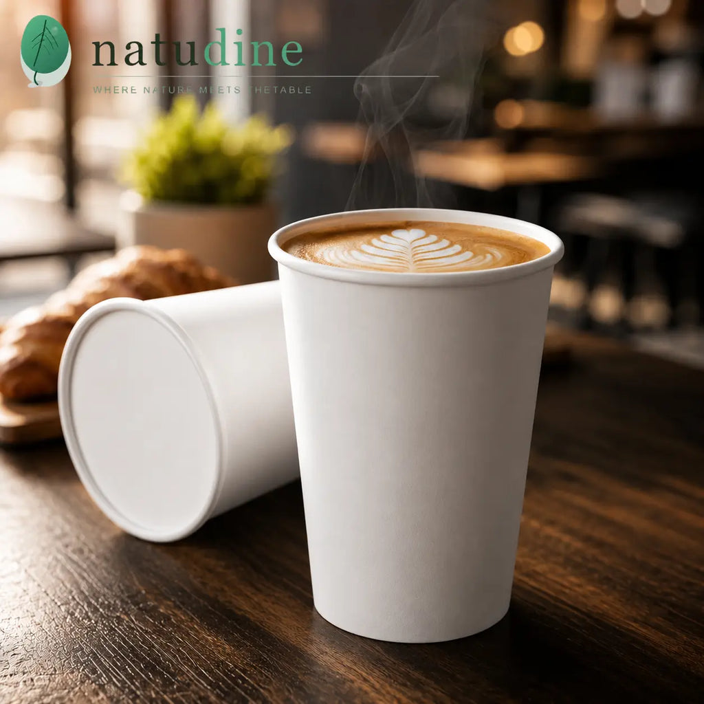Milieuvriendelijke 12 oz Wegwerp Papieren Warme Beker – 400 ml Witte Thee- & Koffiebeker