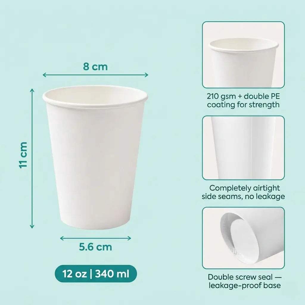 Eco Friendly 12 oz Disposable Round Cold Drink Paper Cup – 340 ml