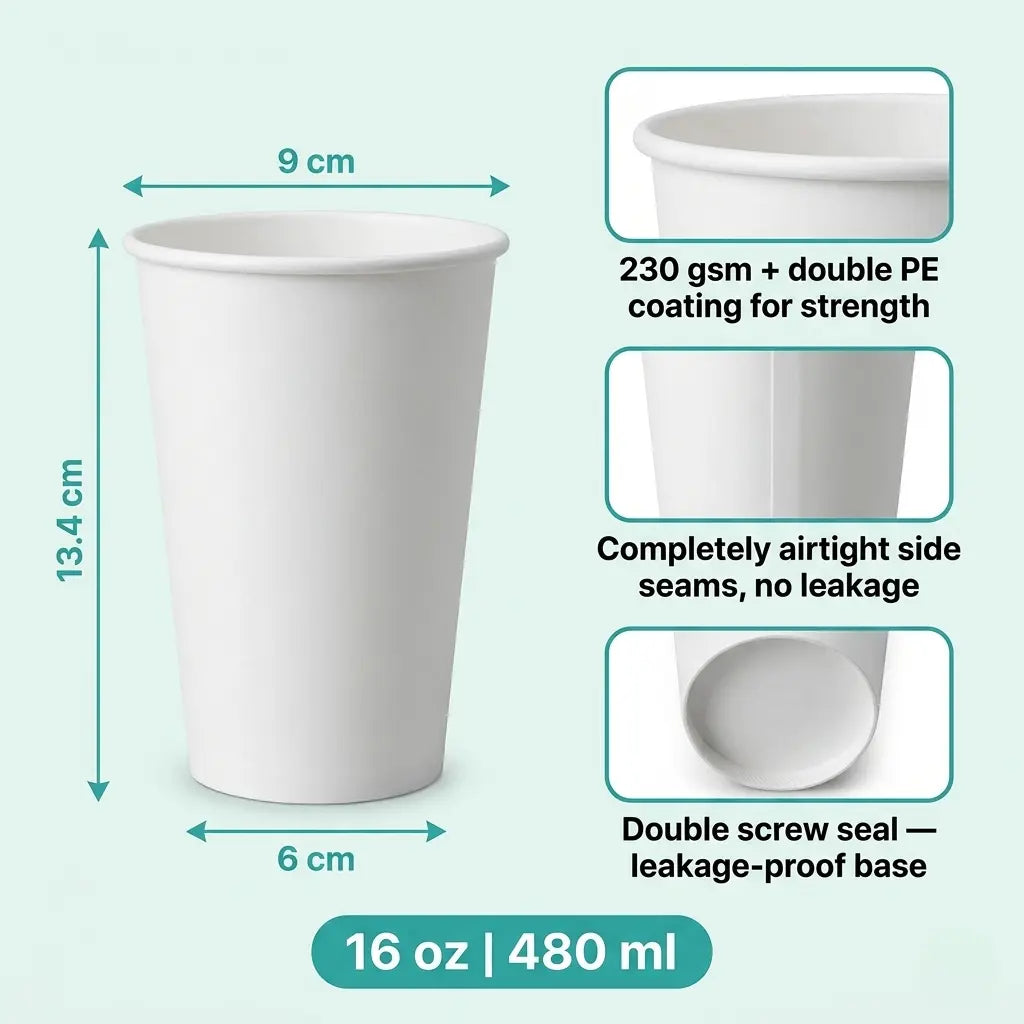 Eco Friendly 16 oz Disposable Round Cold Drink Paper Cup – 480 ml
