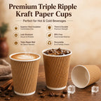 Eco Friendly 10 oz Disposable Brown Ripple Wall Kraft Hot and Cold Drink Paper Cup – 360 ml