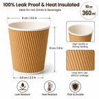 Eco Friendly 10 oz Disposable Brown Ripple Wall Kraft Hot and Cold Drink Paper Cup – 360 ml