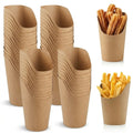 Eco-Friendly 16oz Disposable Brown Kraft Paper French Fries Scoop Cup – 473ml | 14.5 x 8.0 x 6.0 c