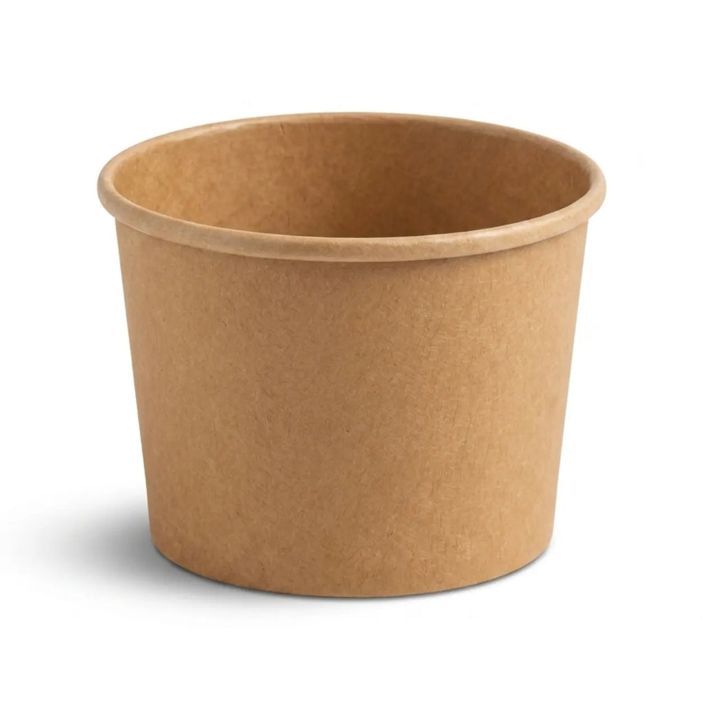 Eco-Friendly 16oz Disposable Brown Kraft Paper Soup Cup – 475ml | 11.5 x 9.3 x 7.9 cm