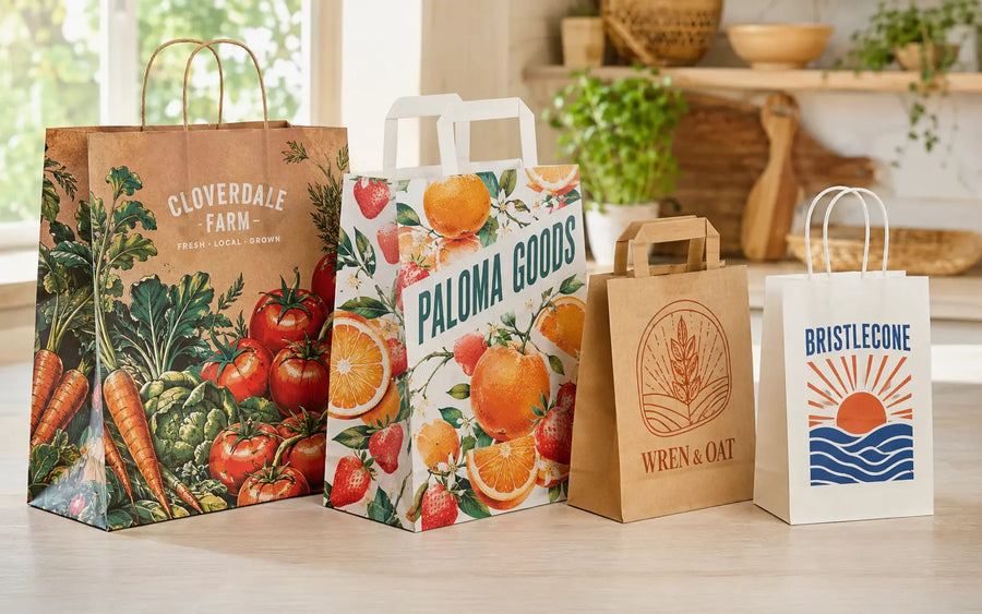 Kraftpapieren tas met bedrukte branding