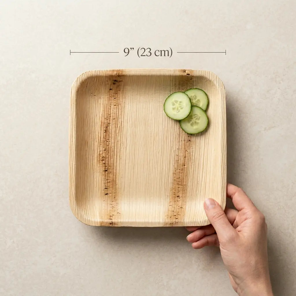 Organic Palm Square Plate - 23 cm