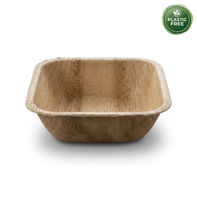 Organic Palm Leaf Square Deep Bowl – 13 × 13 × 4.5 cm