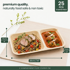 Organic Palm Leaf 2-Compartment Meal Plate- 25 x 15 cm