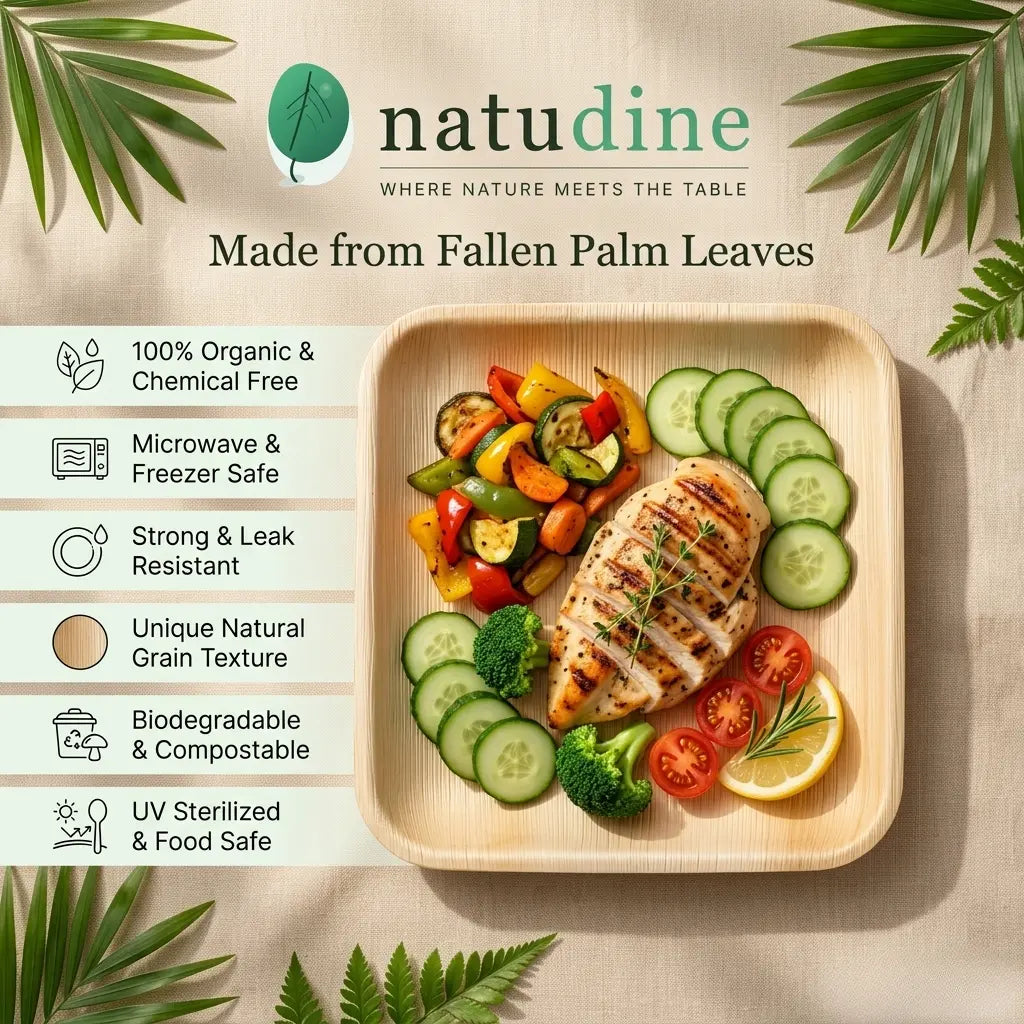Organic Palm Square Plate - 23 cm