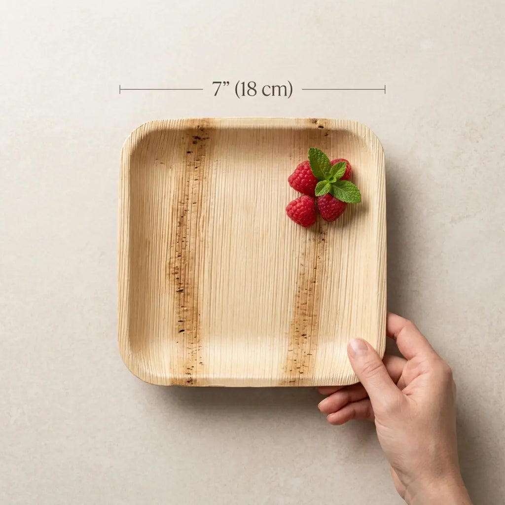 Organic Palm Square Plate - 18 cm