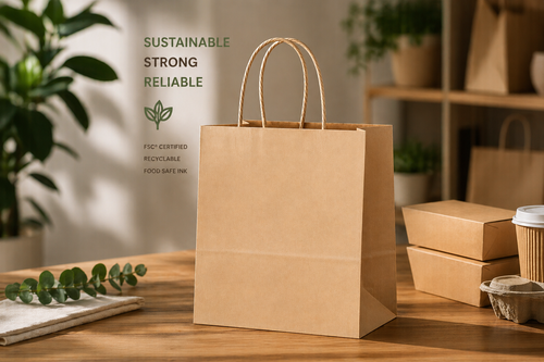 300×170×305mm Large Twist Handle Kraft Paper Bags