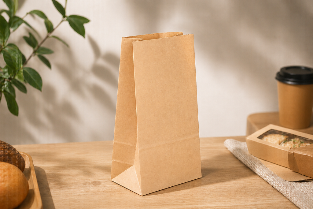 12 SOS Kraft Paper Bags-Flat Bottom Grocery & Bakery Bags